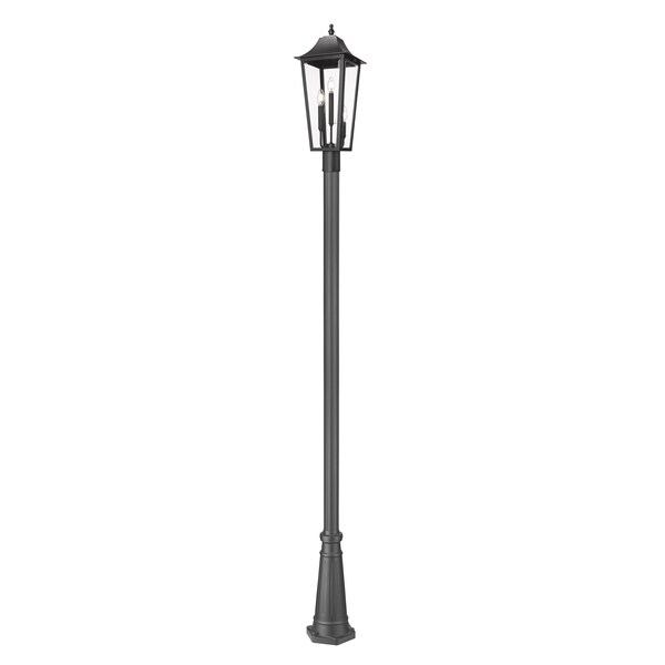 Z-Lite Gannon 3 Light Outdoor Post Mounted Fixture, 10in. W x 120.75in. H, Black 5008PHBR-519P-BK - main